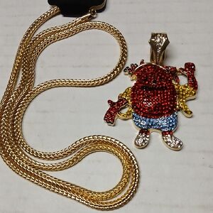 Kool-Aid Man Iced Out Bling Pendant w/ Bonus 36" Chain Hip-Hop Retro Necklace